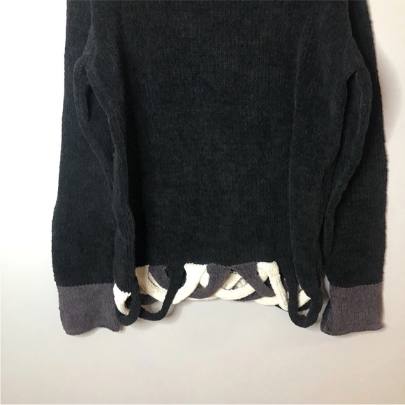 EDEL MACBRIDE Sweater Ireland Hand Made High Roll Neck Chenille Knit Black Large - Picture 12 of 16